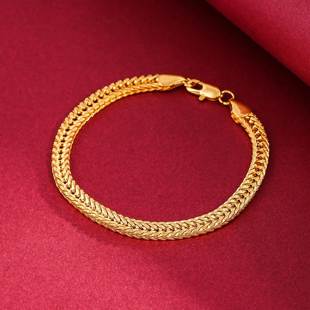 

PUSHl new designs 18k electroplating gold bracelet gold jewelry bracelet gold plated 6MM bracelet men