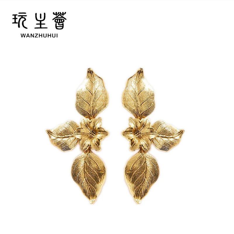 

Earrings Flower Petal Earrings electroplated 18 K gold feminine Earrings