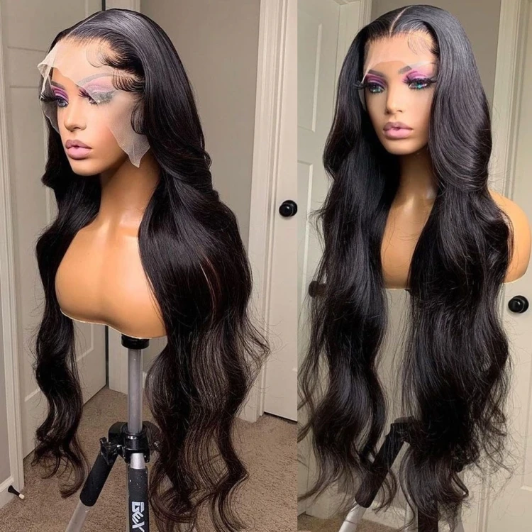 

13*4 Lace Glueless Swiss Lace Frontal Wigs Raw Indian Human Hair Virgin Cuticle Aligned Body Wave Lace Front Wig