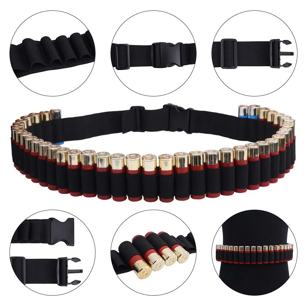 

50 Round Shell Holder Tactical Ammo Carrier 12GA Shotgun Sling Belt Rifle Holster