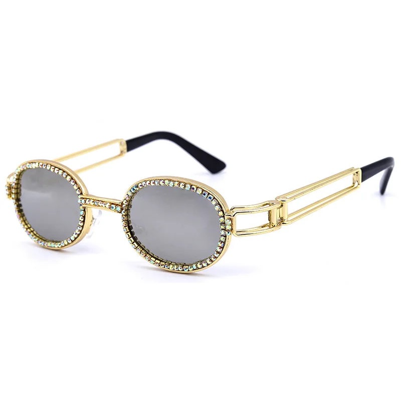 

lmamba Small Oval Diamond Woman Sun Glasses 2021 Brand Luxury Steampunk Sunglasses Fashion Rhinestone Designer Sunglasses
