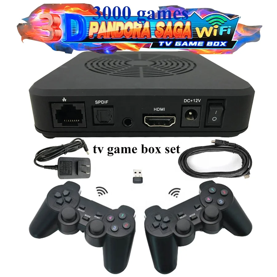 

saga 3d game 3000 in 1 2 player sticker gamepad set pandoras box wireless arcade control set, Black