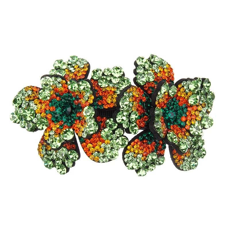 

Fashion Women Rhinestone Big Flower Hair Clips Trendy Girls Crystal Hairpins, Green,blue,purple,red,ink blue,yellow,gold