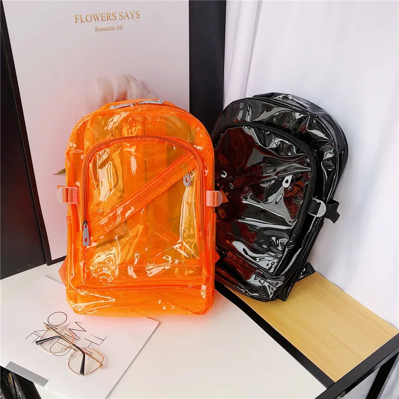 

2022 New Arrival Designer large capacity plastic candy color transparent clear PVC sports backpack Fashion jelly school bag, 6 colors