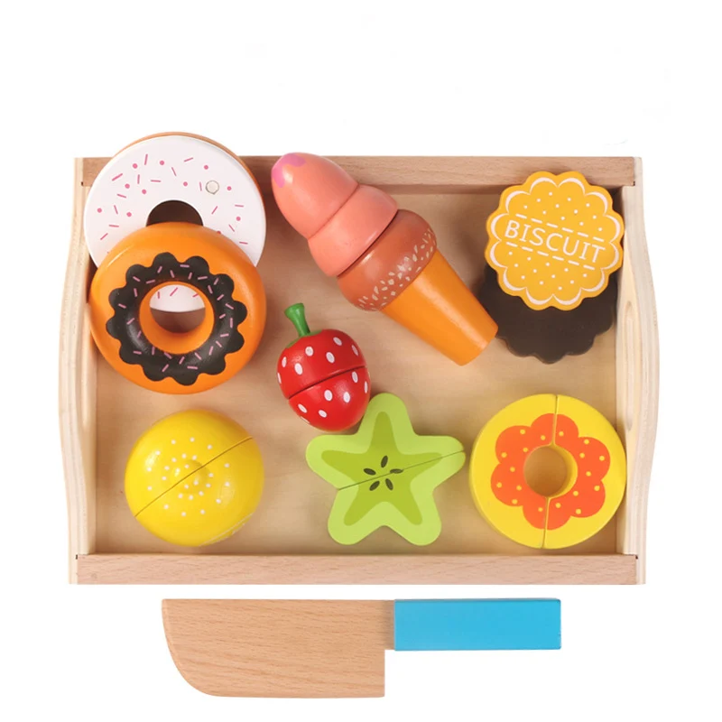 

HOYE CRAFT Children Magnetic Simulation Fruit Cutting Food Kitchen Wooden Toys Role Play House Game For Kids