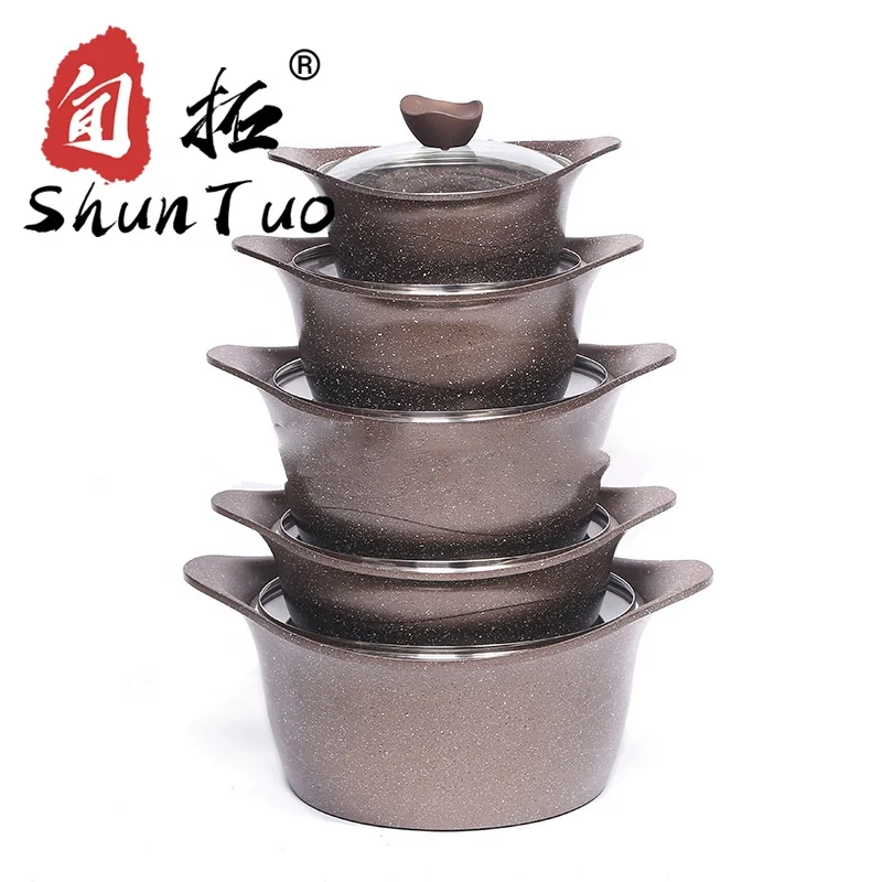 

pots manufacturer wholesale ceramic Granite cooking cook kitchen non stick stock enamel aluminium cookwar pot set, Customized color
