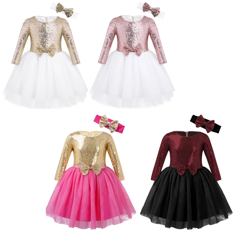 

High Quality Girls Dress Flower Sequins Princess Birthday Wedding Bridesmaid Party Princess Ball Gown