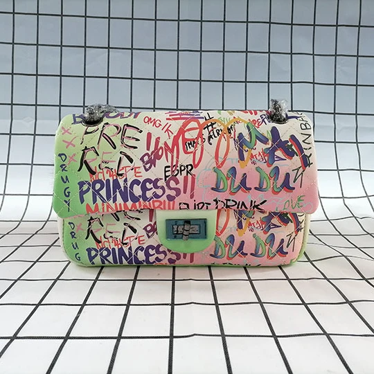 

PU leather new fashion designer purse ladies women shoulder bag purses handbags lady handbag graffiti bags, Rich