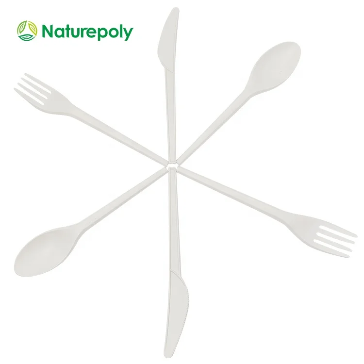 

Biodegradable Compostable Disposable Pla Fork Spoon Knife, White