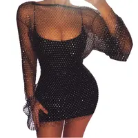 

Fashion fishnets sparkling net luxury party hollow out dress