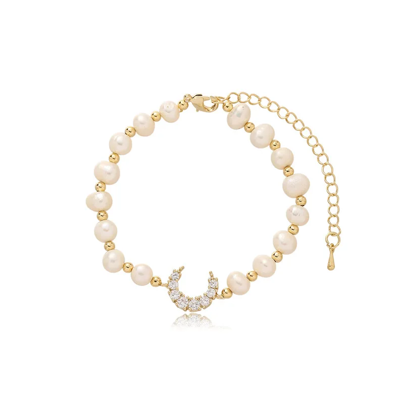 

Hainon pearl bracelets & bangles Moon women bracelet gold Best festival gift Irregular charm bracelets