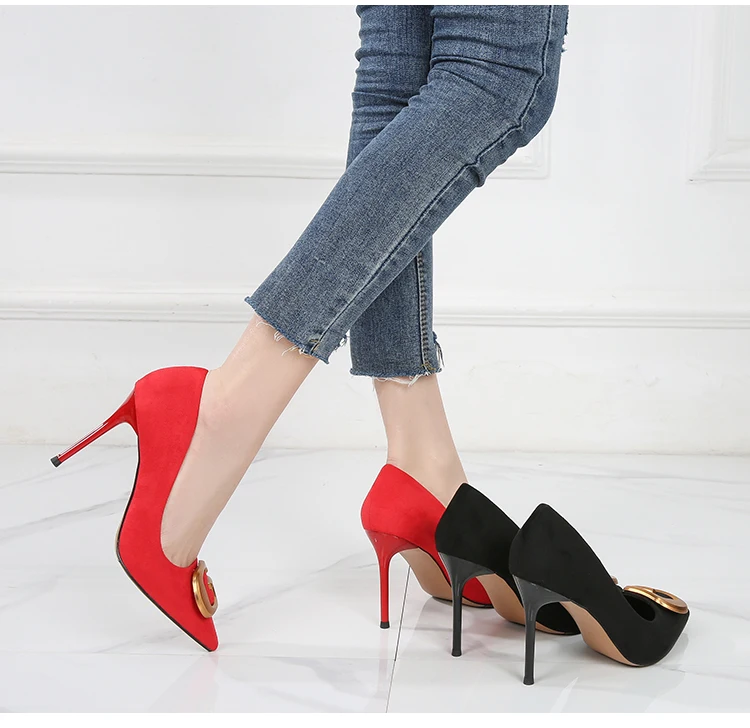 

High-quality Shoes for Women New Styles Heel Ladies Thin High Heel Pumps, Black red