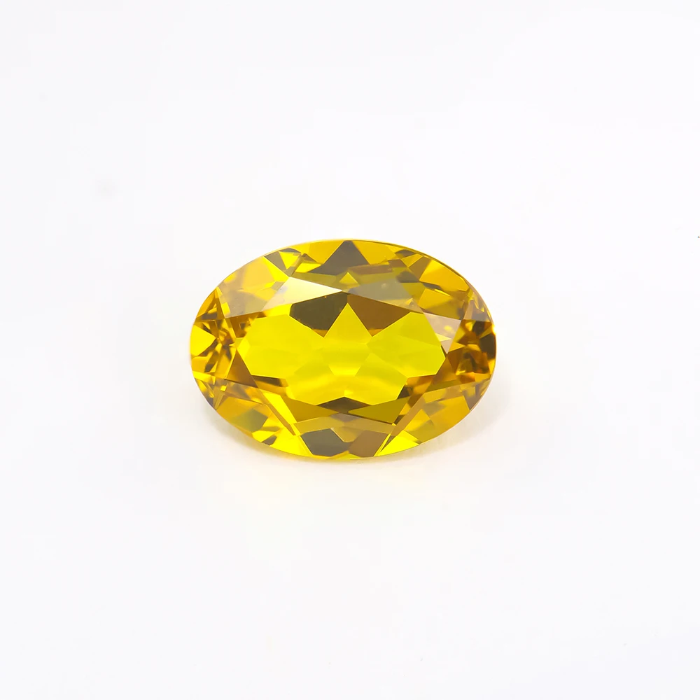 Factory Price Lab Grown Gemstones Hydrothermal Yellow Sapphire  Oval  Fancy Shape ForJewelry Making