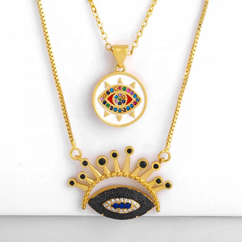 

Euramerican new style original drip oil trend short necklace fashion lucky blue eye necklace