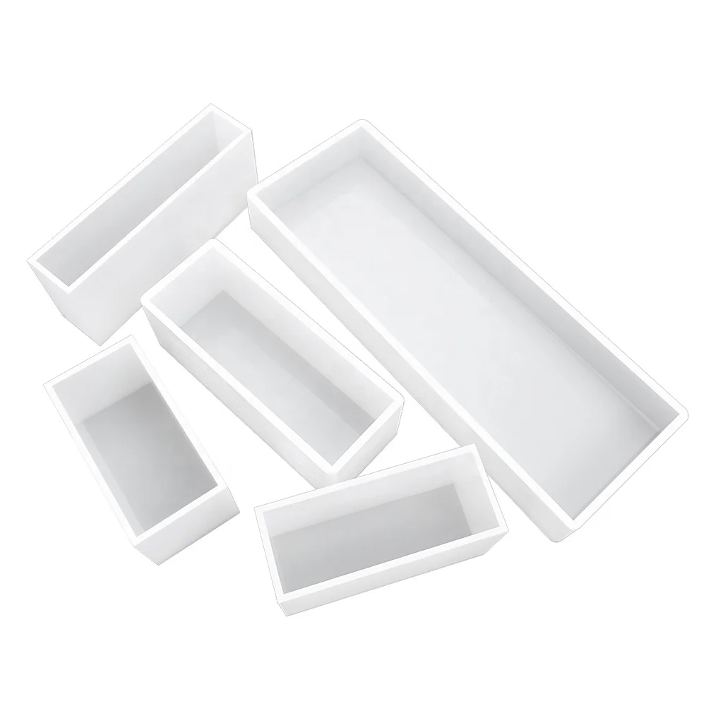 

8 Styles Silicone Soap Rectangular Mold Square Epoxy Resin Mold With DIY For Large Crafts Plaster and Candle Making Bar Mold, White