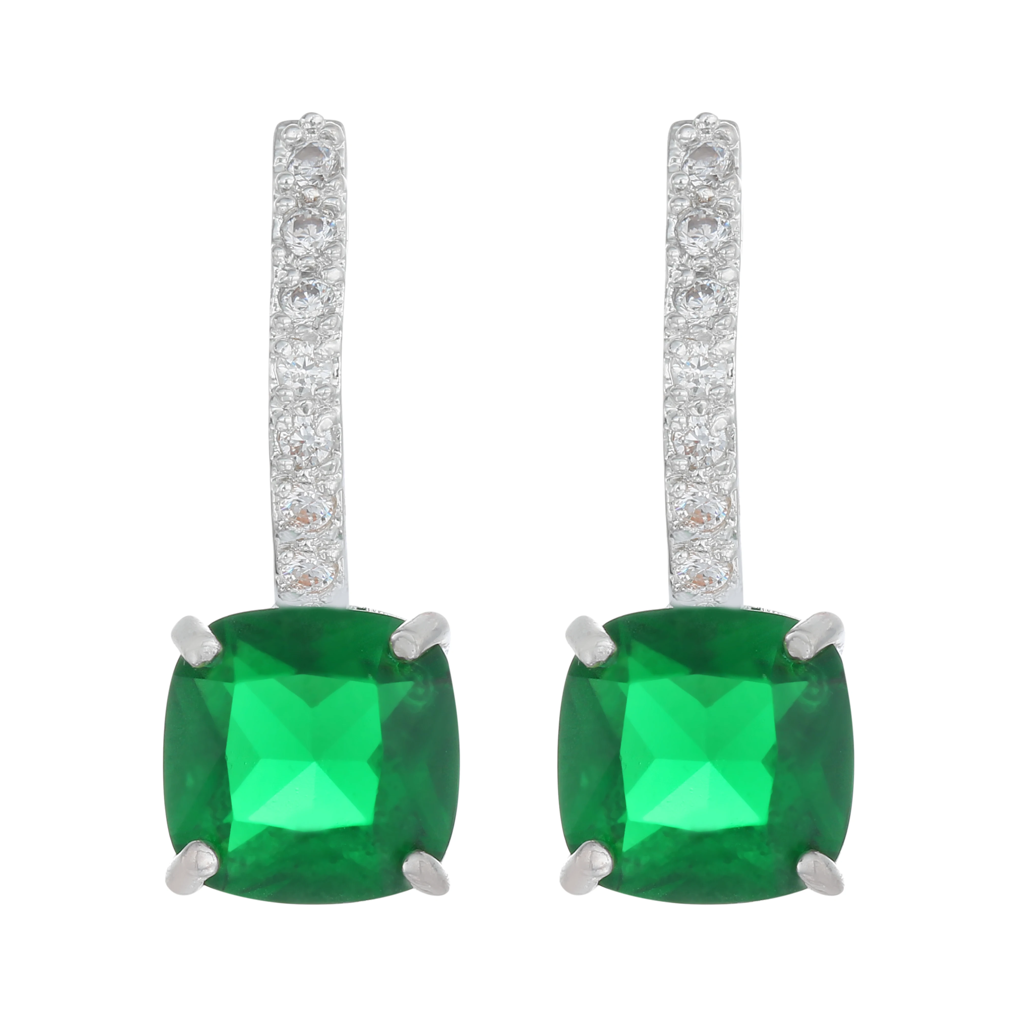 

Women Jewelry Vintage Earrings Claw Setting Square Emerald Drop Earring Girls Party Gifts