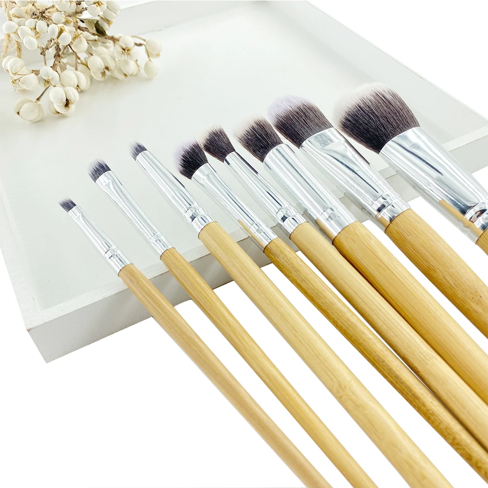

11Pcs Bamboo Makeup Brush Natural Bamboo Handle Eye Face Make Up 11 Piece Bamboo Makeup Brushes With Bag, Picture