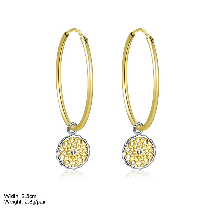 

Wholesale dainty charm hoop earrings dangle charm flower hoop fashion earring women