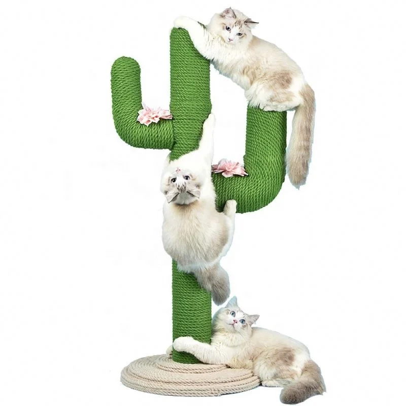 

Amazon Hot Sale Sisal Cactus Climbing Frame Vertical Scratching Post Pet Toy Cat Tree, Green