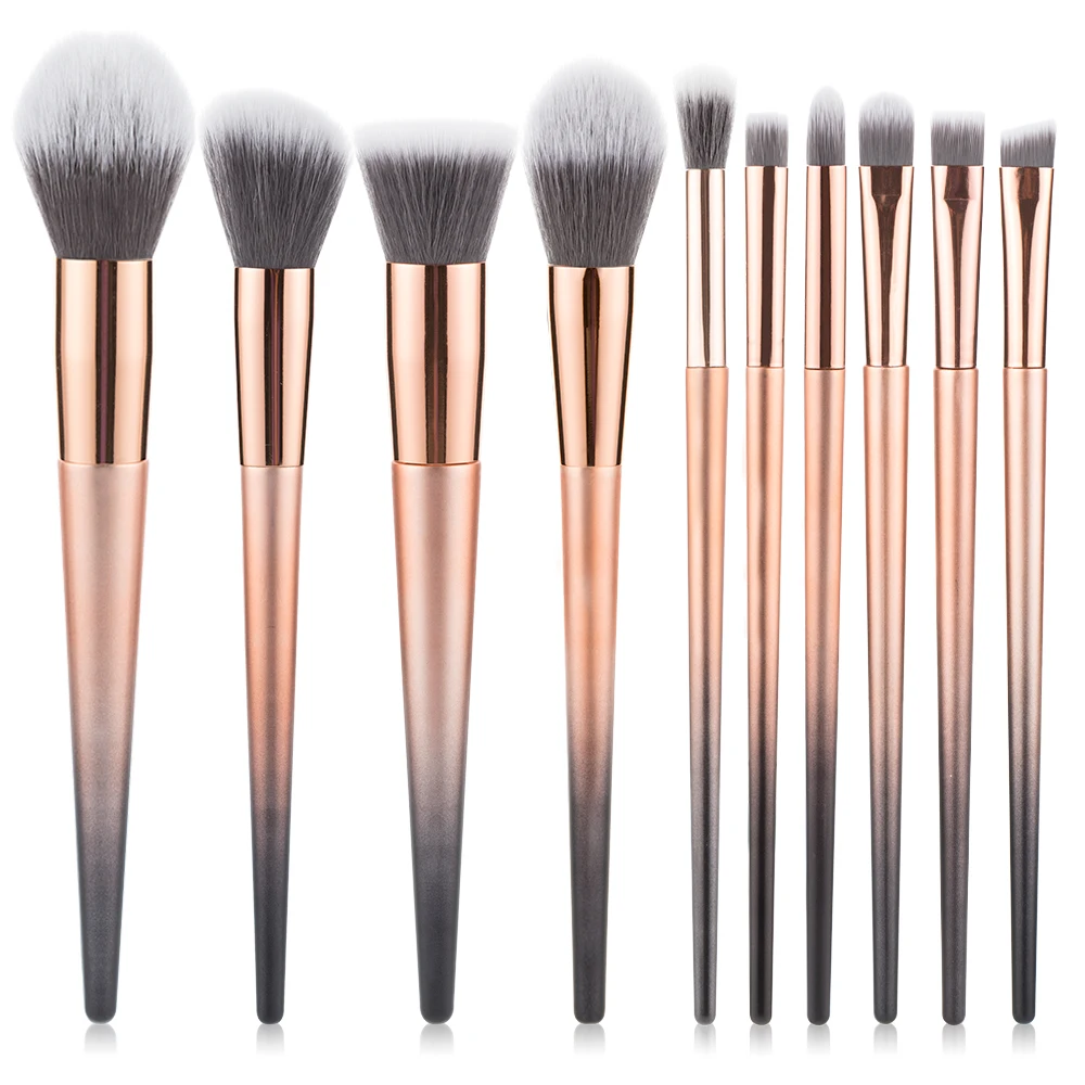 

10pcs Beautiful Gradient Handle Private Label High Quality Makeup Brushes Set Wholesale, Orange and black