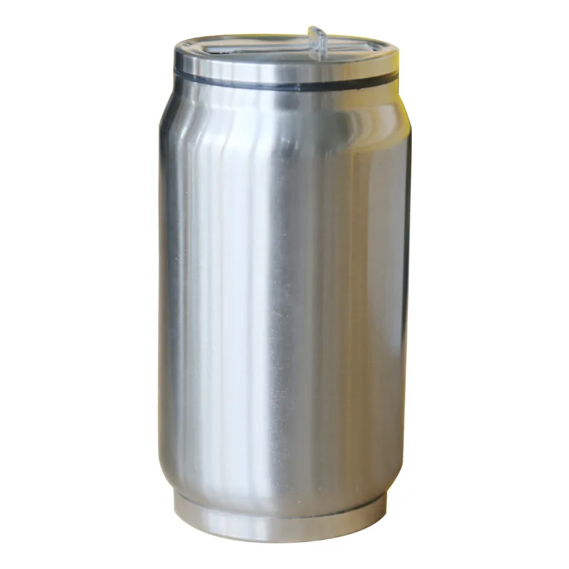 

350ml 500ml double walled stainless steel cola cans insulated vacuum cola beer soda can water bottle with straw lid