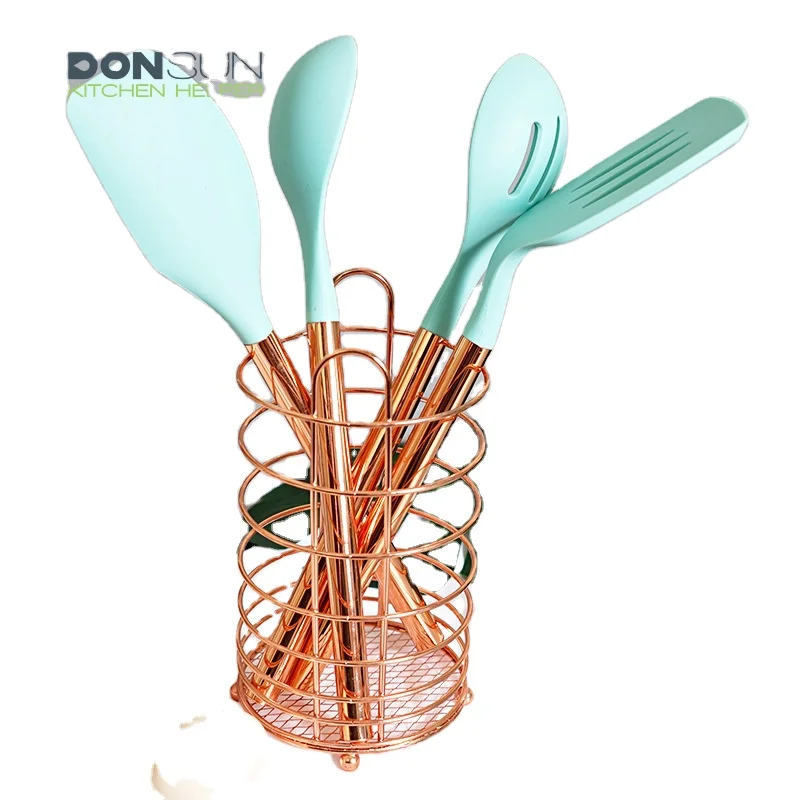 

5pcs Silicone Kitchen Utensils Set with Copper Coated Stainless Steel Handle