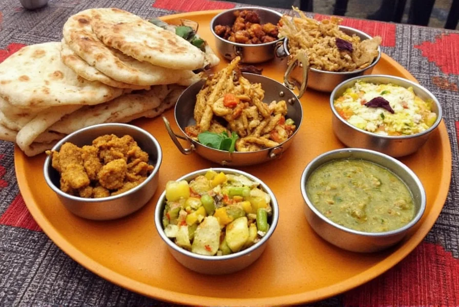 Plats indiens authentiques servis sur un thali traditionnel