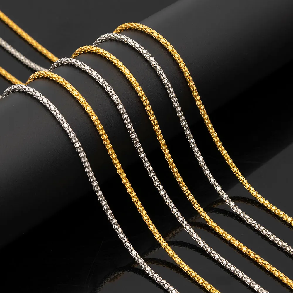 

Cheap 2.4Mm Corn Chain Wholesale Iron Mens Necklace Glasses Chain Fashion Unisex Chain simple Factory Price18K gold men jewelry, Gold/ silver color