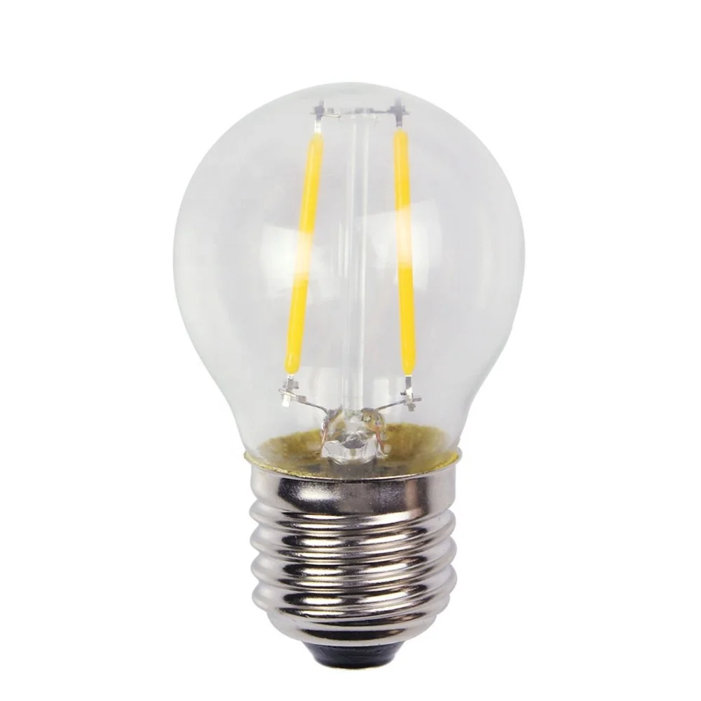 Dimmable G45 E12/E26/ E27/ 2W  saving led filament bulb for house lighting