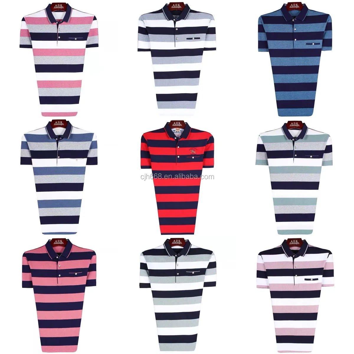 

Wholesale cheap long-sleeved POLO shirts men's stripes sexy mature men's POLO shirts short-sleeved T-shirts, Customized color