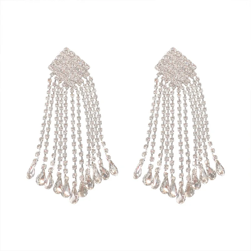 

2021 fashion women crystal large earrings rhinestone