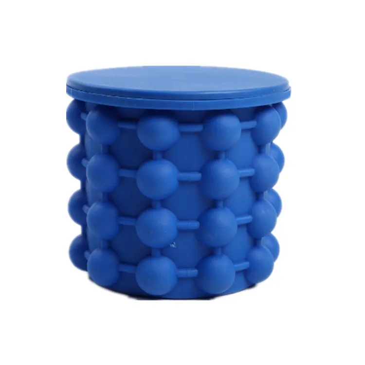 

Hot Sale Summer Save Space Ice Cube Mold Trays Plastic TPR Ice Bucket Small  Ice Genie, Blue