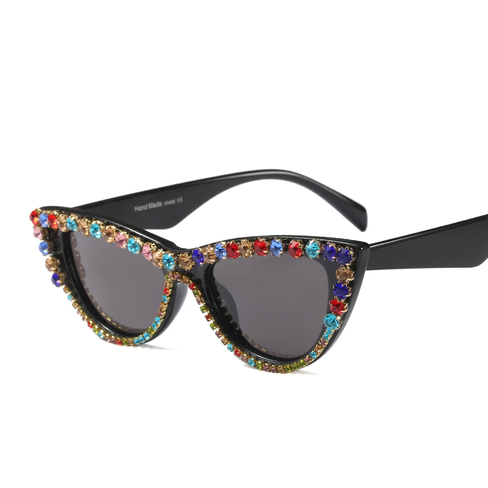 

SHINELOT A95127 Rhinestone Cat Eye Sunglasses Women Luxury Brand Fashion Female Big Sun Glasses Eyewear Lunette