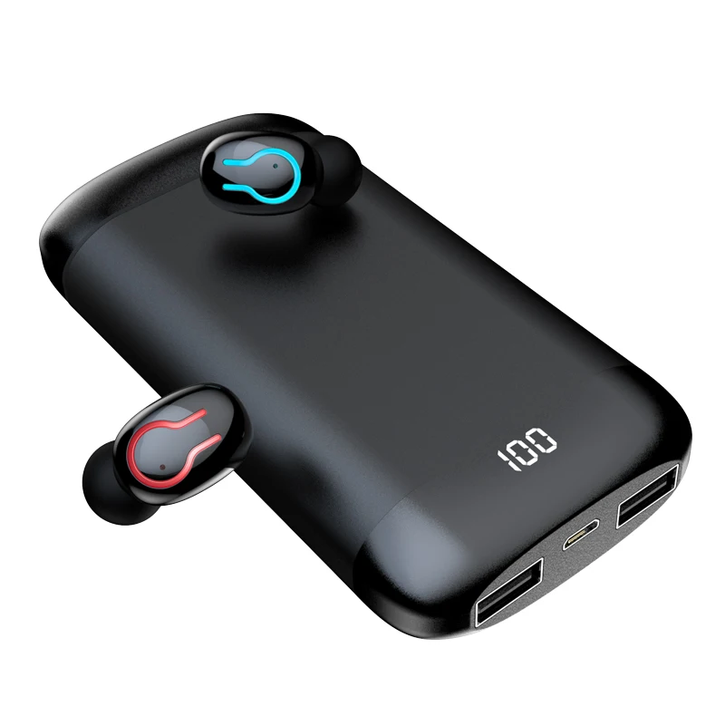

In-ear HD Stereo Headphone Sports Waterproof Headset With Dual Mic and 6000mAh Charge Case Q66 Wireless V5.0 BT Earphone