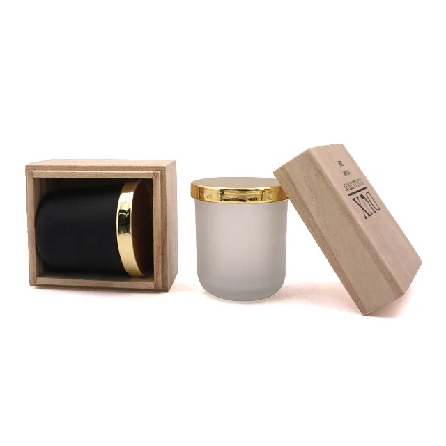 Matte Black Frosted Heat Resistant Glass Candle Jars With Gold Metal