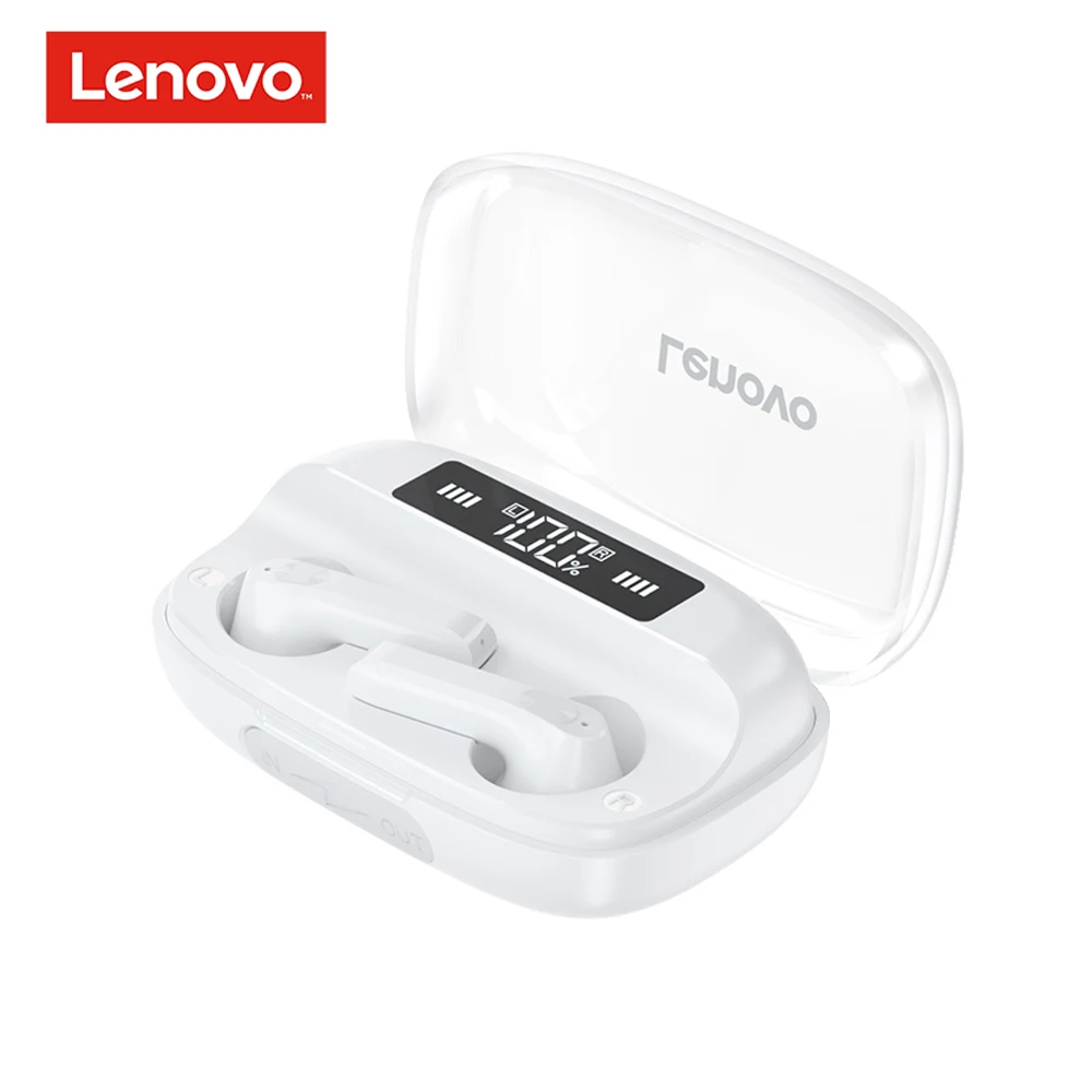 

Lenovo QT81 Earbuds Headset Auriculares LED Display Tws Auricular Earbud Rechargeable with Power Bank bluetooth Earphone, Black, white
