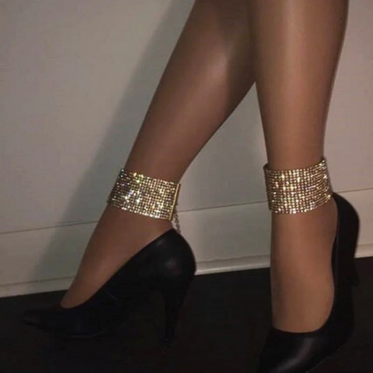 

Luxury Sexy Multi-row Rhinestone Anklet Bracelet Bling Hip Hops Miami Iced Out Rhinestone Anklet For Women, Silver\gold
