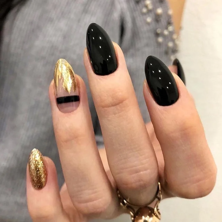 

2021 Glittering Tapered Square Nail Tips Removable Glue Jelly Glue Press on Nail, As pic