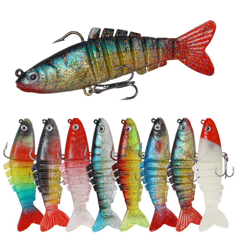 

2020 Multi Fake Bait Fishing Lures Simulation Silicone Soft Multi Segment Bait, 8 colors