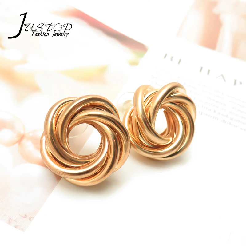 

Fashion accessories gold plated brazilian earring twisted big stud earrings jewelry