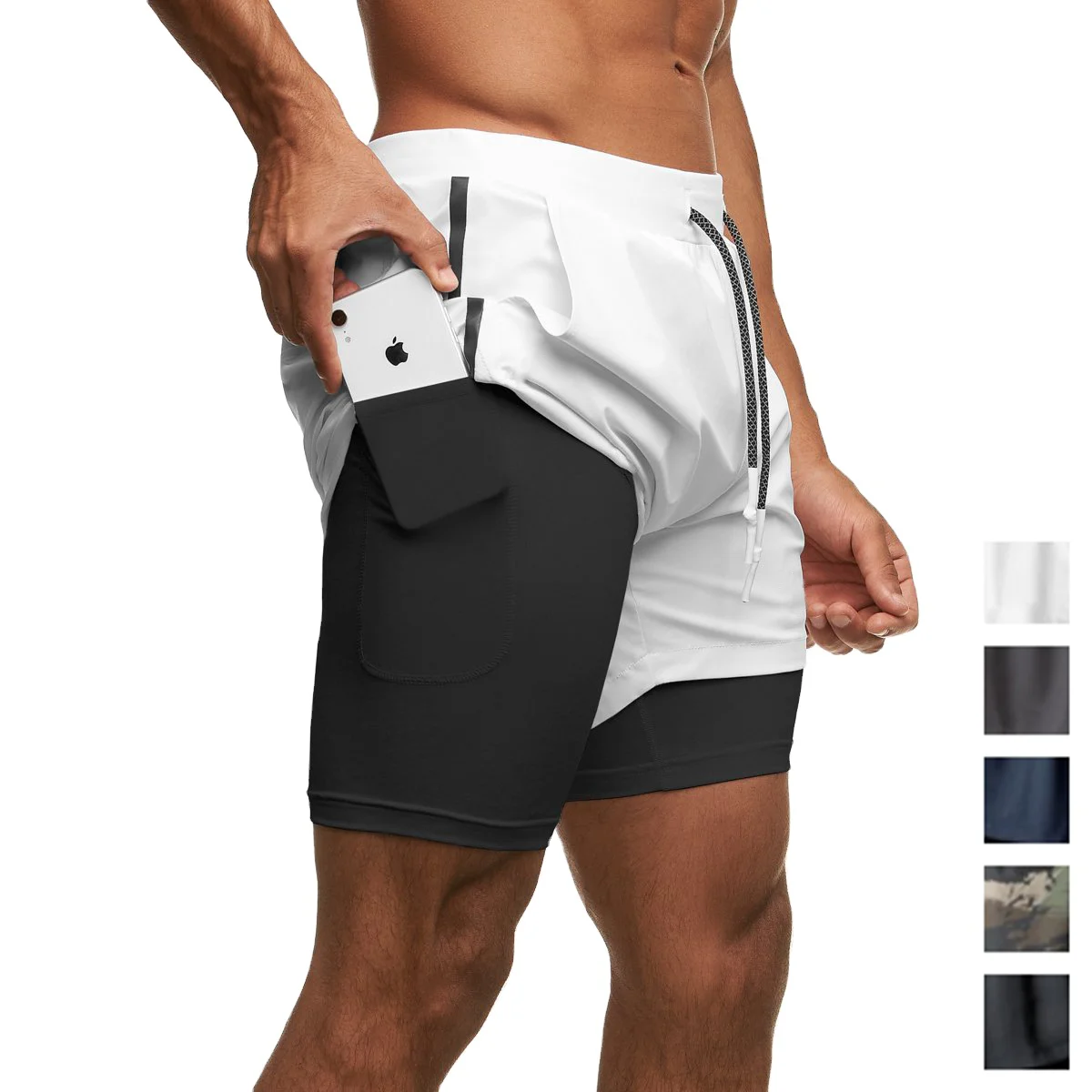 

Wholesale Hot Sweatpants Tech-Gym Double Shorts Workout Mens Pants Waterproof Men's Shorts With Pocket, Customized colors
