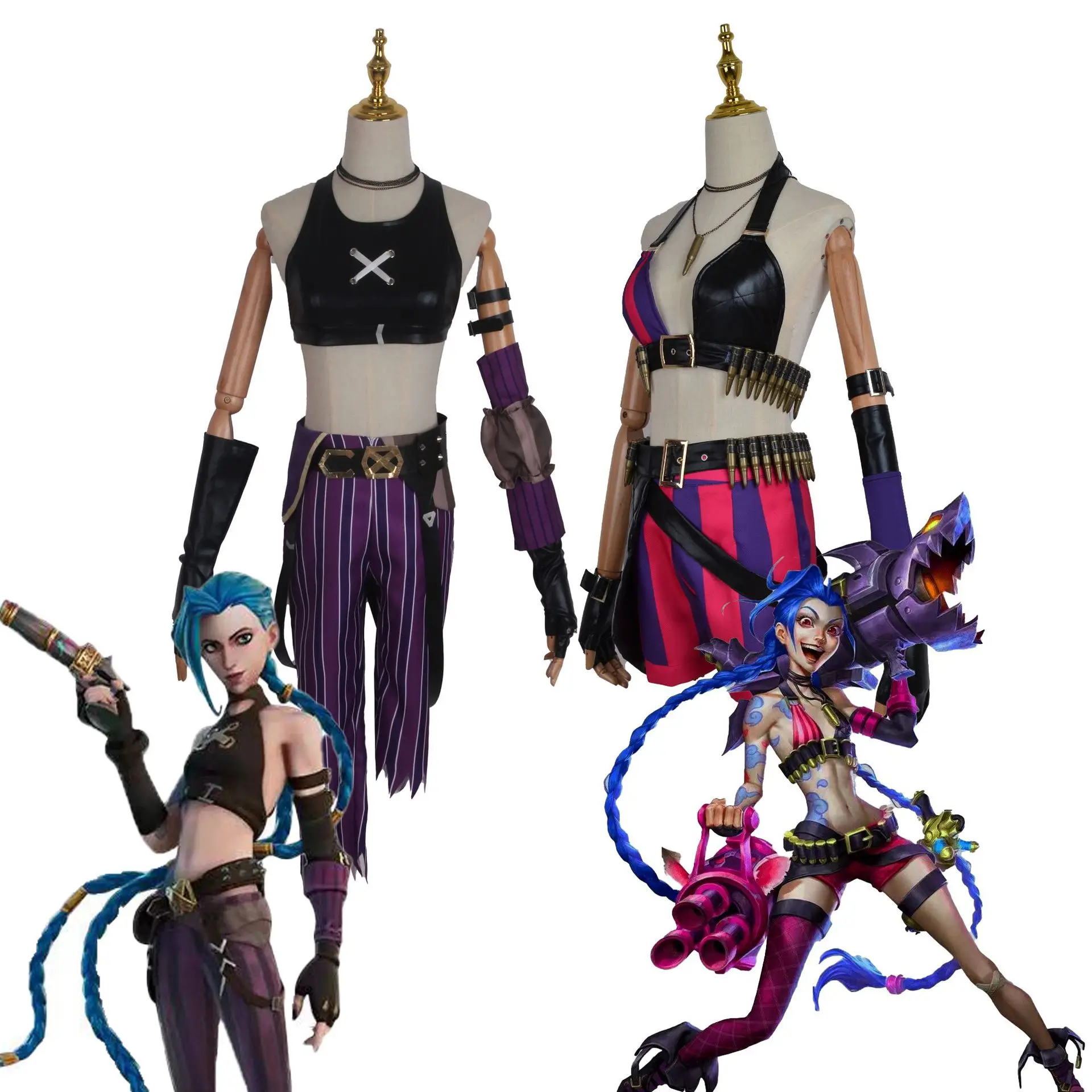 

Jinx Cosplay Costume Uniform Outfits Halloween Carnival Suit, Photo