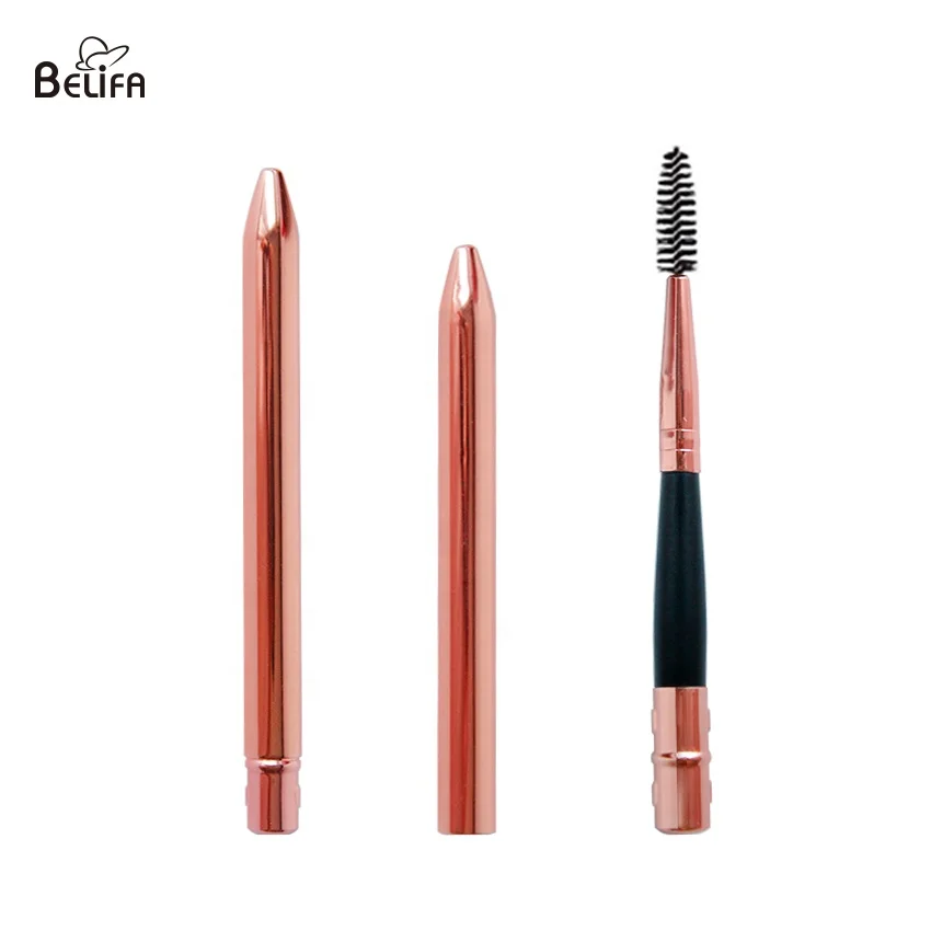 

Belifa custom private label mini rose gold eyebrow eyelash spoolie mascara brush with cap