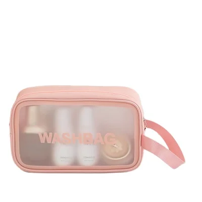 

Wholesale Waterproof Pink Cosmetic Bag Transparent PVC Fashion Printing travel Toiletry Bag, Mix (as picture)