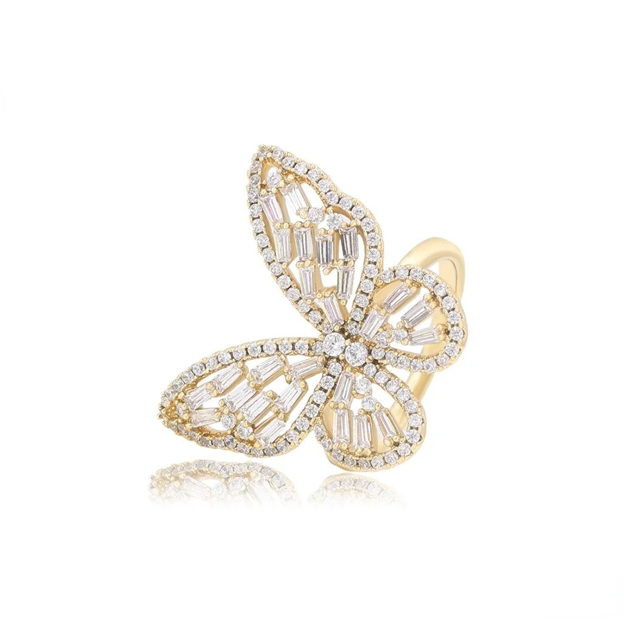 

A00876737 Xuping jewelry elegant butterfly exquisite 14K gold diamond set generous environmental protection copper ring