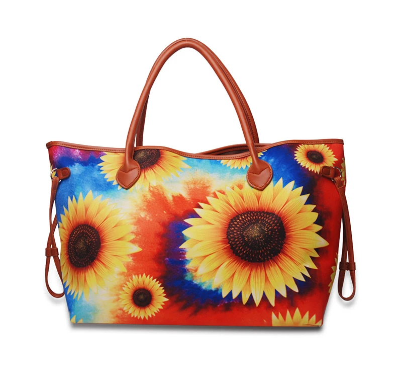

New arrival summer canvas tote bag woman printed large beach handbag
