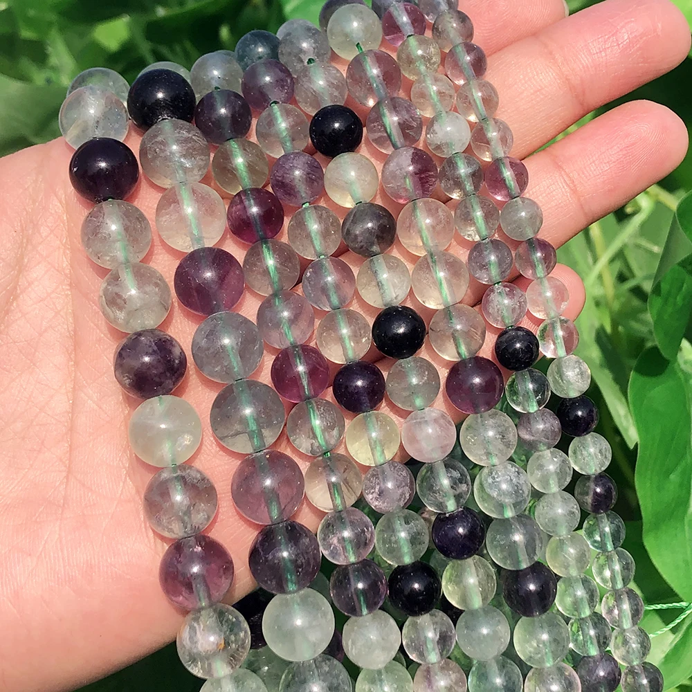 

Wholesale 6/8/10/12mm Round A+ Colorful Fluorite Stone Loose Beads For Jewelry Making Diy Necklace