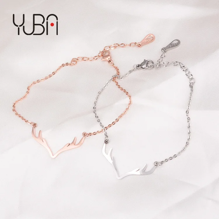 

Sweet Women Girls Jewellery Little Deer Antlers Anklet Bracelet Wholesale Cute Lovely Super Fine Link Chain Animal Anklet