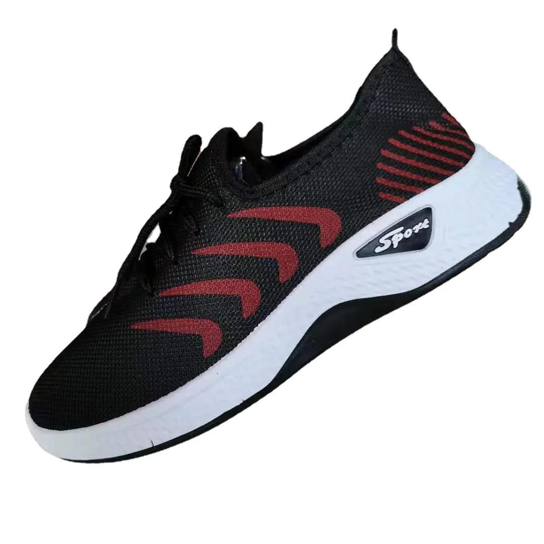 

China Cheap knitted cotton durable PVC men casual sports sport shoes running custom sneakers for men, Custom ( black&red)