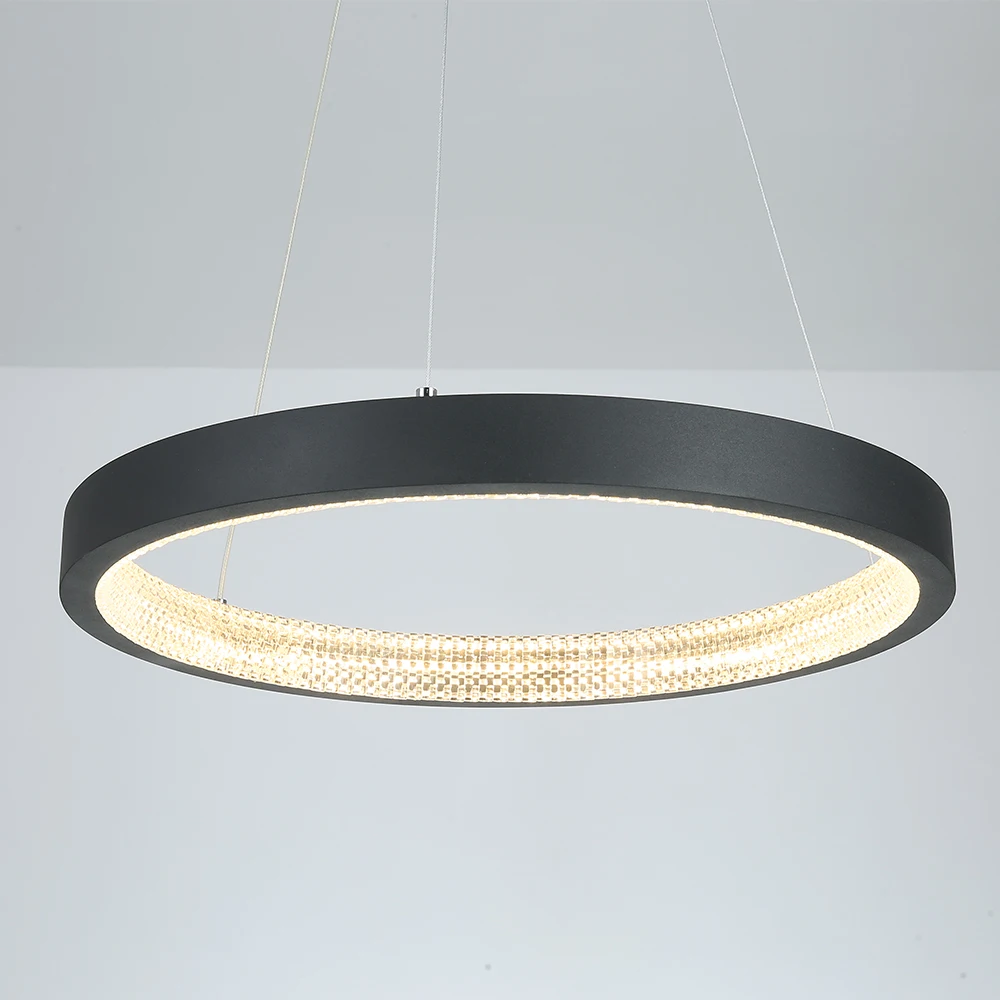 Nordic lighting iron ring lamp creative pendant dining room modern led line chandelier for livingroom